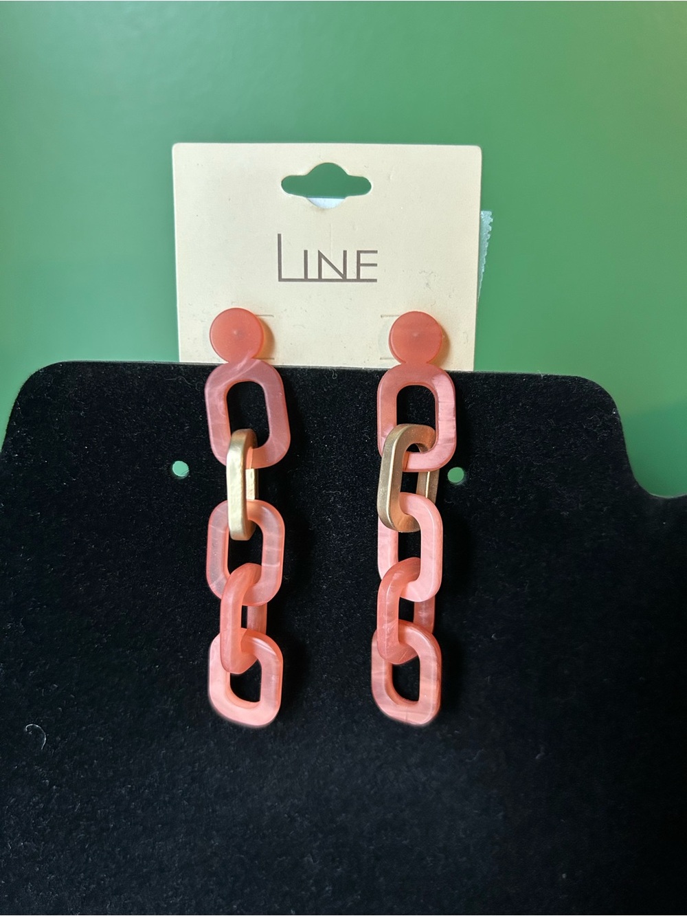 NWT LINE Coral Chain Link Drop Earrings